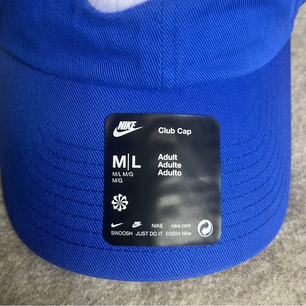 Nike Adult Unisex Baseball Club Hat M/L Blue NWT Swoosh Logo Adjustable Strap - Picture 2 of 7